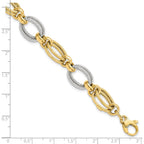 14K Two-tone Polished and Textured 11.0mm Fancy Link 8 inch Bracelet