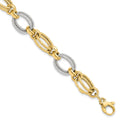 14K Two-tone Polished and Textured 11.0mm Fancy Link 8 inch Bracelet