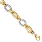 14K Two-tone Polished and Textured 11.0mm Fancy Link 8 inch Bracelet