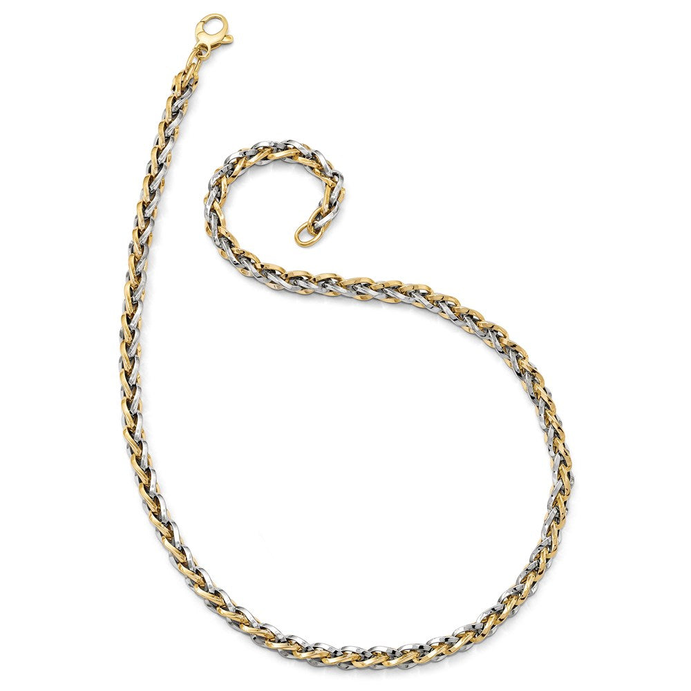 14K Two-tone Gold Polished 5.5mm Fancy Link 18 inch with .5 inch extender Necklace