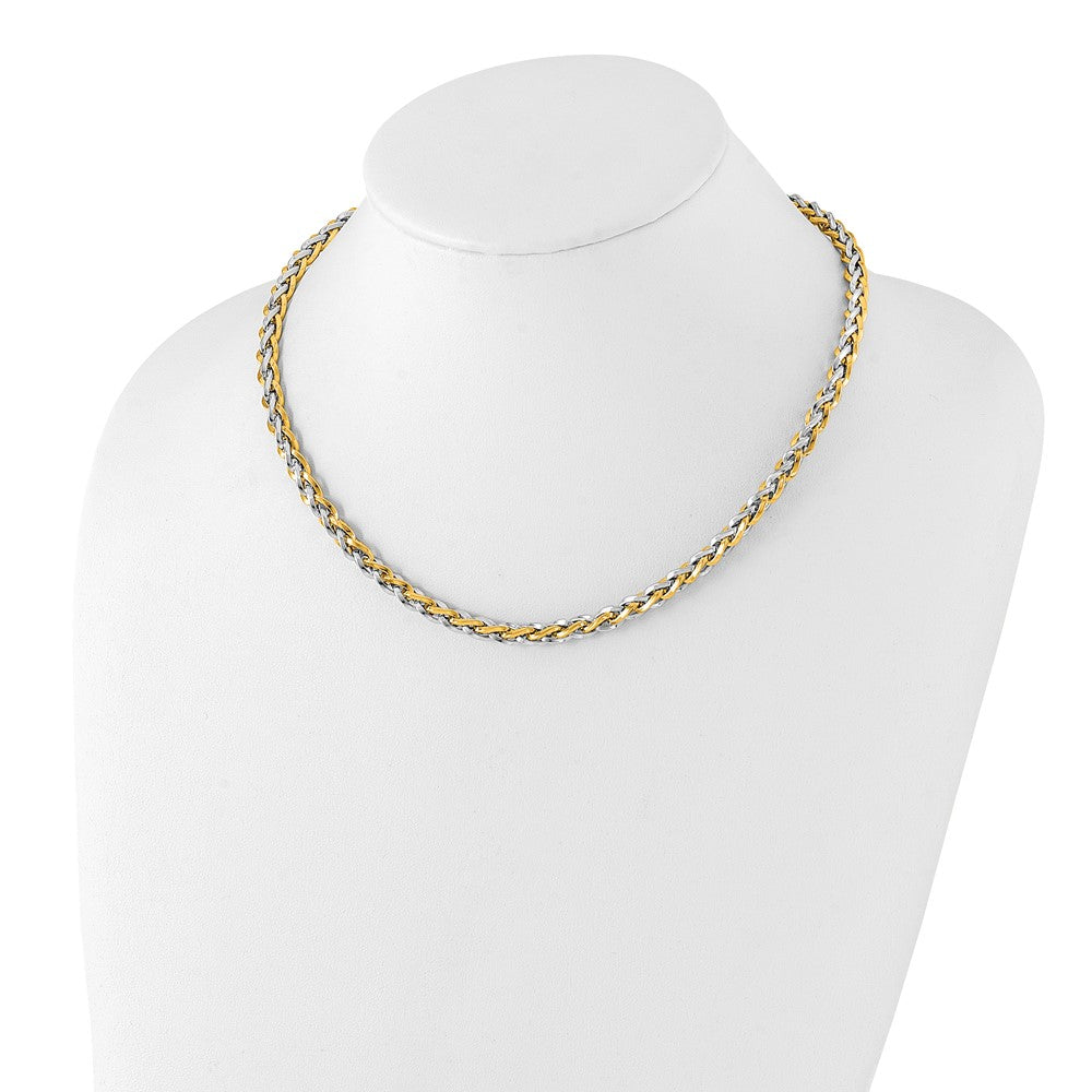 14K Two-tone Gold Polished 5.5mm Fancy Link 18 inch with .5 inch extender Necklace