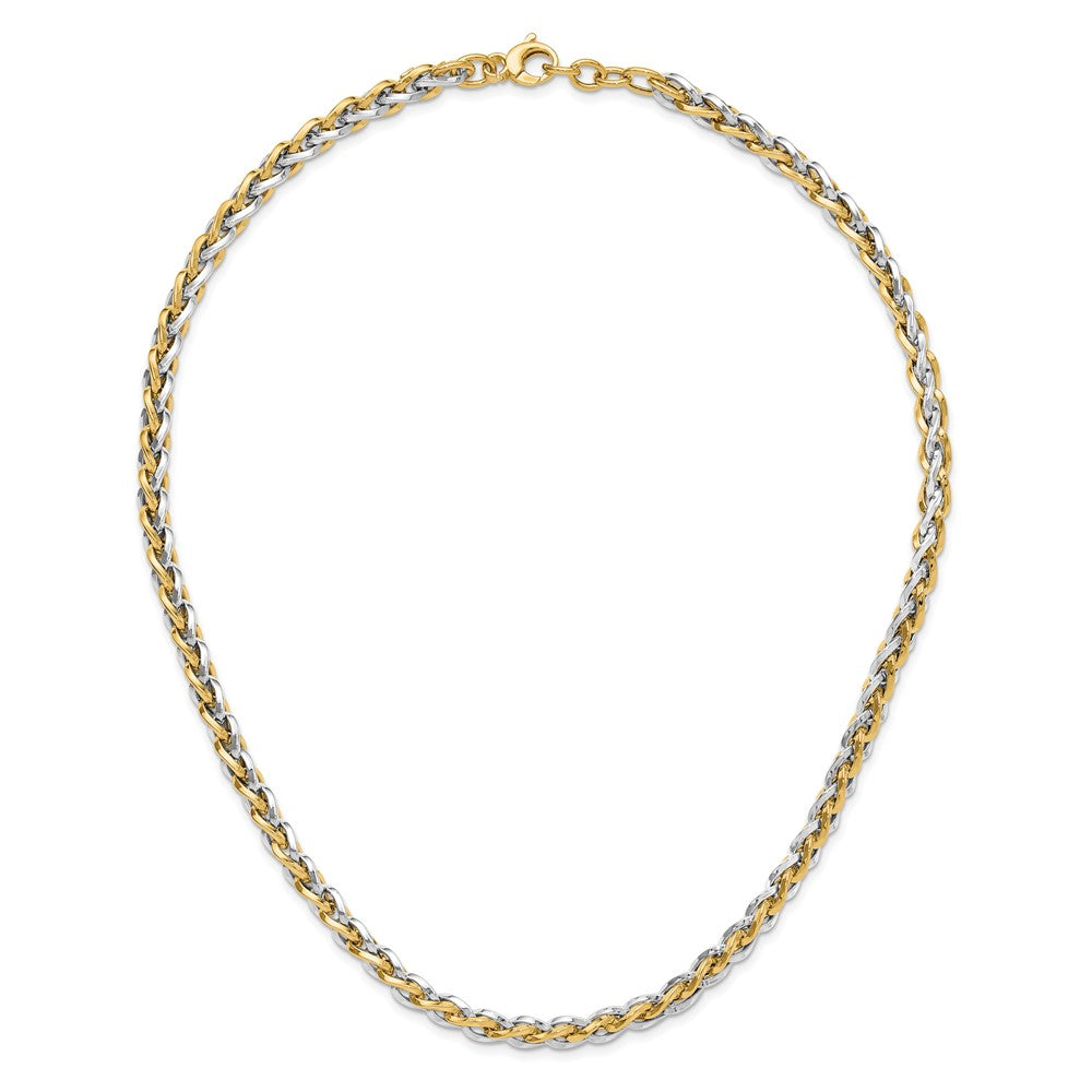 14K Two-tone Gold Polished 5.5mm Fancy Link 18 inch with .5 inch extender Necklace
