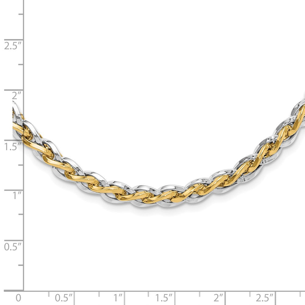 14K Two-tone Gold Polished 5.5mm Fancy Link 18 inch with .5 inch extender Necklace