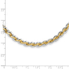 14K Two-tone Gold Polished 5.5mm Fancy Link 18 inch with .5 inch extender Necklace