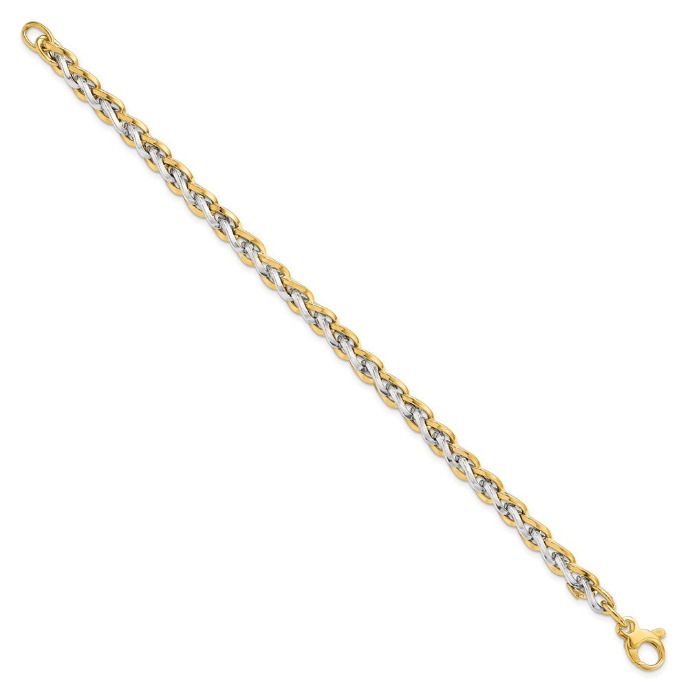 14K Two-tone Gold Polished 5.5mm Fancy Link 7.5 inch with .5 inch extender Bracelet