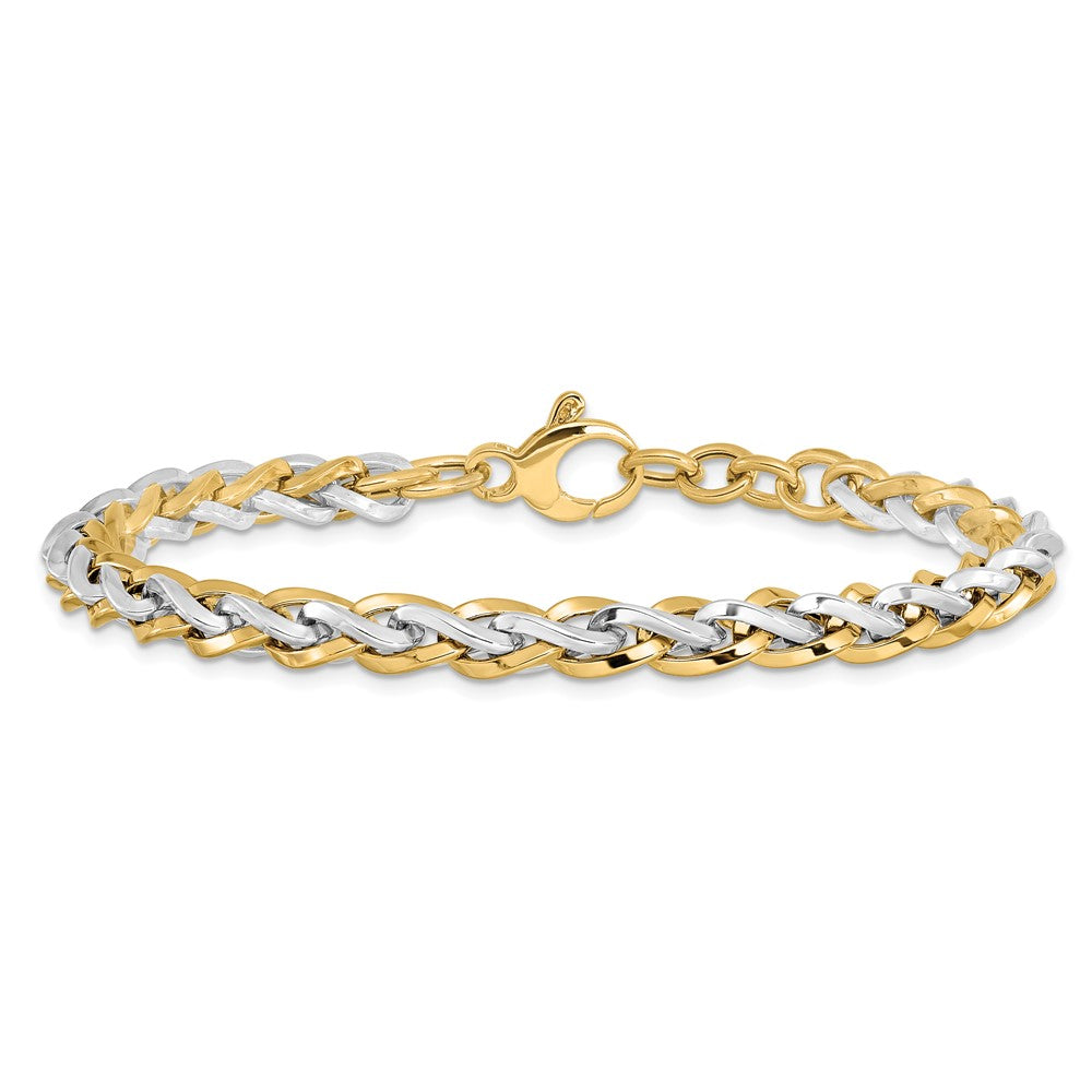 14K Two-tone Gold Polished 5.5mm Fancy Link 7.5 inch with .5 inch extender Bracelet
