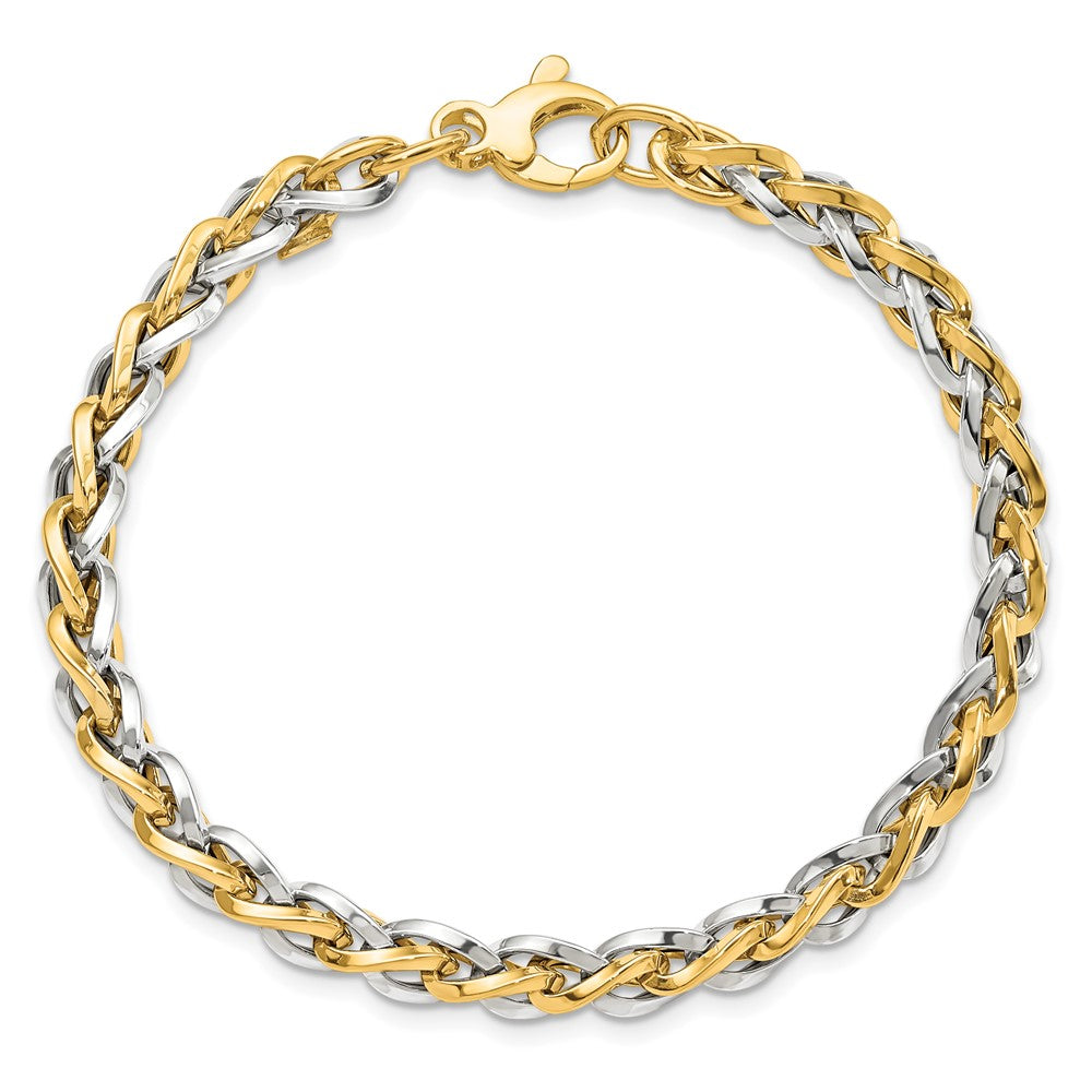 14K Two-tone Gold Polished 5.5mm Fancy Link 7.5 inch with .5 inch extender Bracelet