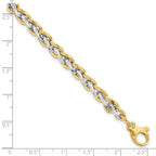 14K Two-tone Gold Polished 5.5mm Fancy Link 7.5 inch with .5 inch extender Bracelet