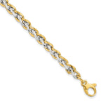 14K Two-tone Gold Polished 5.5mm Fancy Link 7.5 inch with .5 inch extender Bracelet