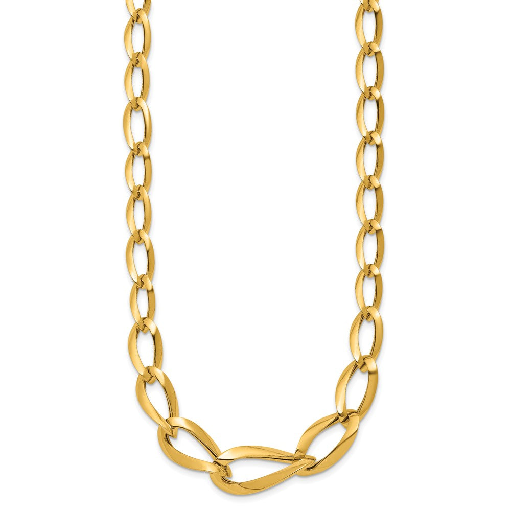 14K Polished Fancy Graduated Link 17.5 inch Necklace