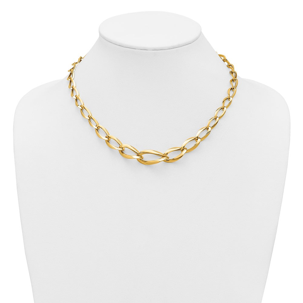 14K Polished Fancy Graduated Link 17.5 inch Necklace