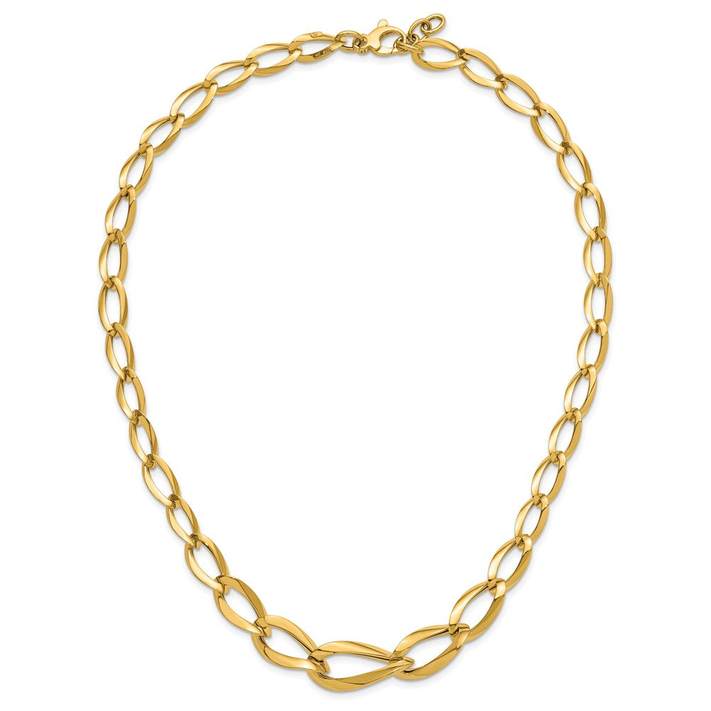 14K Polished Fancy Graduated Link 17.5 inch Necklace