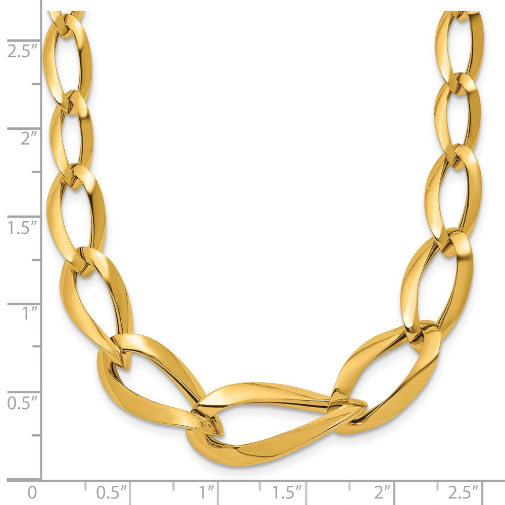 14K Polished Fancy Graduated Link 17.5 inch Necklace