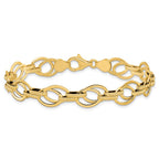 14K Polished and Textured 11.0mm  Fancy Link 7.5 inch Bracelet