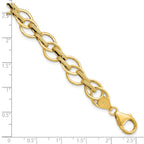 14K Polished and Textured 11.0mm  Fancy Link 7.5 inch Bracelet