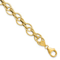 14K Polished and Textured 11.0mm  Fancy Link 7.5 inch Bracelet
