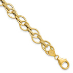 14K Polished and Textured 11.0mm  Fancy Link 7.5 inch Bracelet