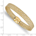14K w/Rhodium Polished Mesh Stretch Bracelet