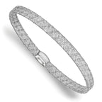 14K with White Rhodium-plating Fancy Stretch Bangle Bracelet
