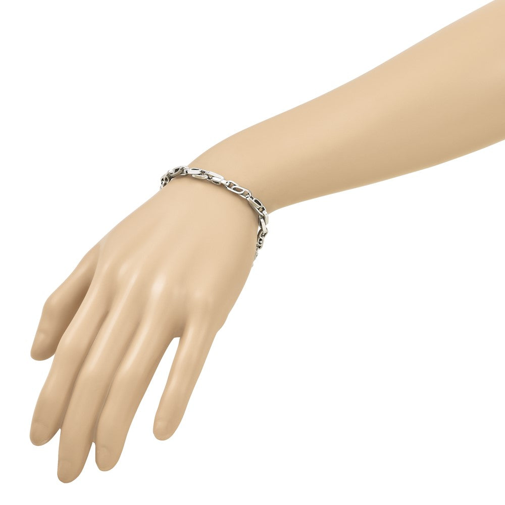14K White Gold Polished 5.0mm Fancy Link 8.25 inch Bracelet