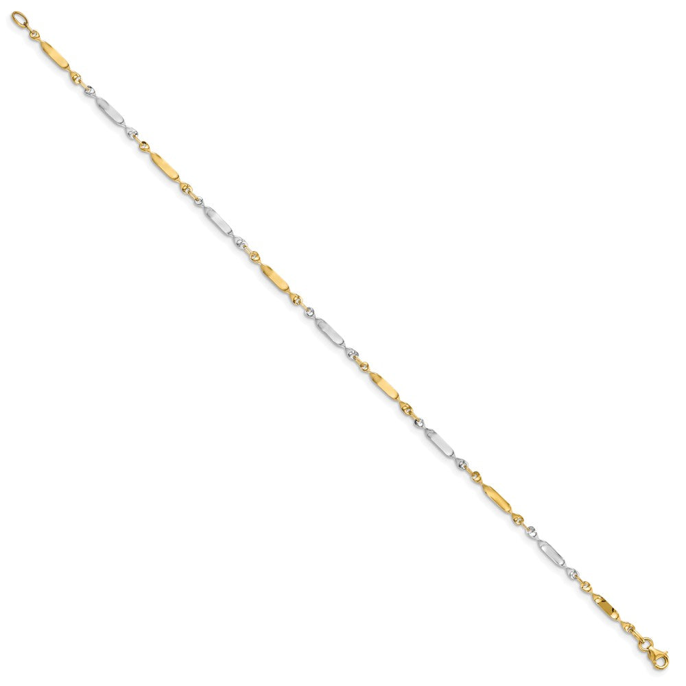 14K Two-tone Polished Twisted Link Anklet
