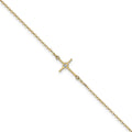 14K Polished CZ Cross 10 inch Anklet