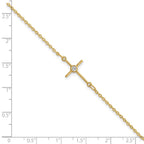 14K Polished Cubic Zirconia Cross 7 inch with 1 inch extender Bracelet