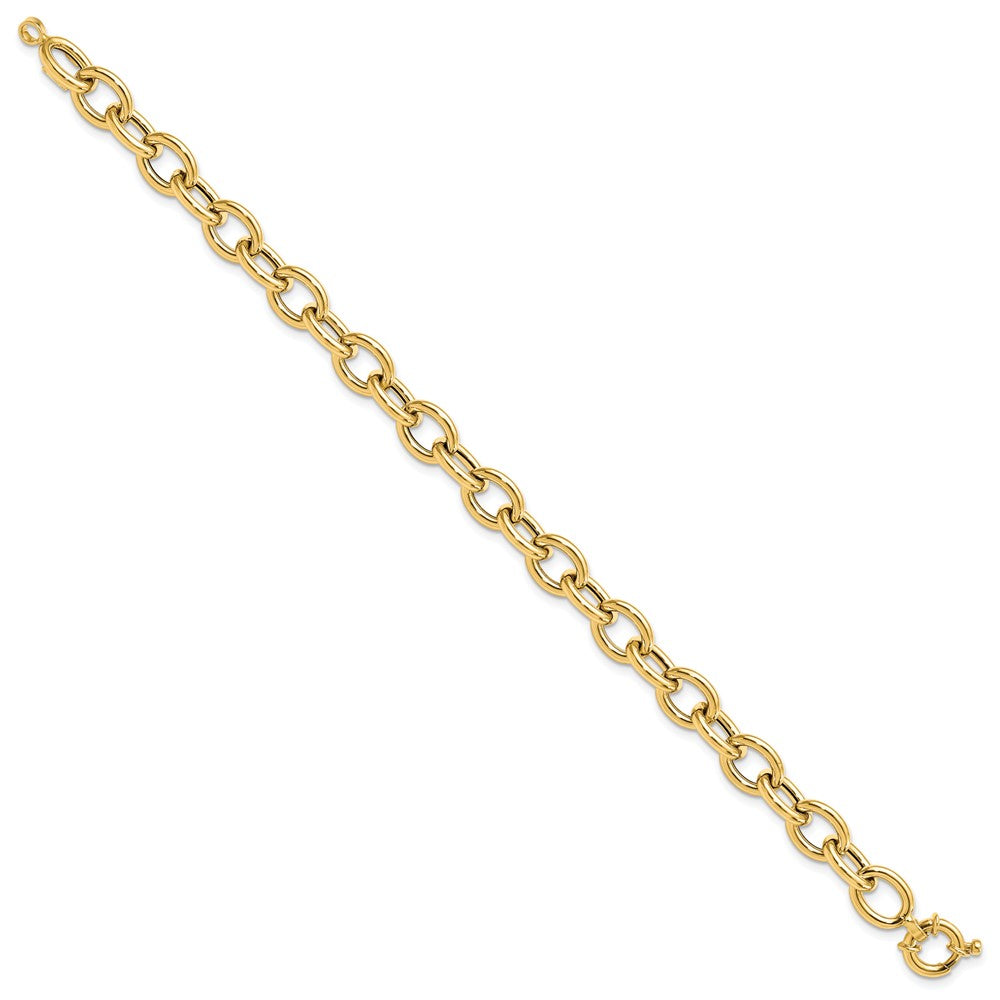 14K Polished 8.0mm Cable Oval Link 7.5 inch Bracelet