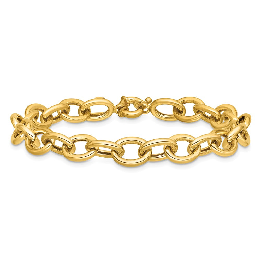14K Polished 8.0mm Cable Oval Link 7.5 inch Bracelet