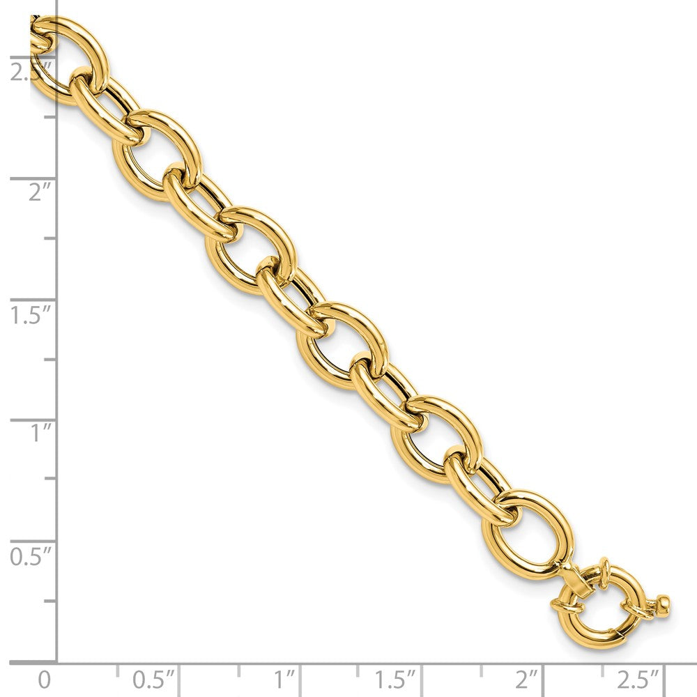 14K Polished 8.0mm Cable Oval Link 7.5 inch Bracelet