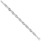 14K White Gold Polished Fancy Link w/ .5 inch ext Bracelet