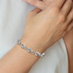 14K White Gold Polished Fancy Link w/ .5 inch ext Bracelet
