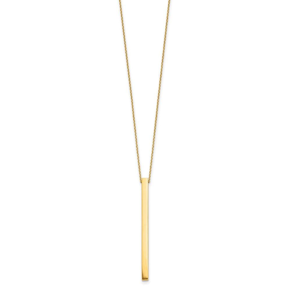 14K Polished Bar 16 inch with 2 inch extender Necklace