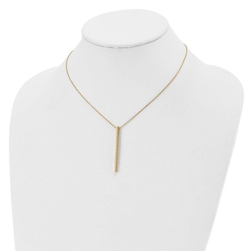 14K Polished Bar 16 inch with 2 inch extender Necklace