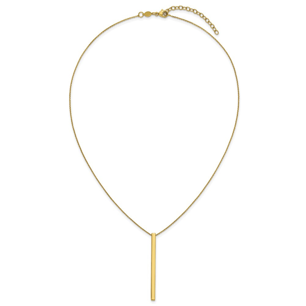 14K Polished Bar 16 inch with 2 inch extender Necklace