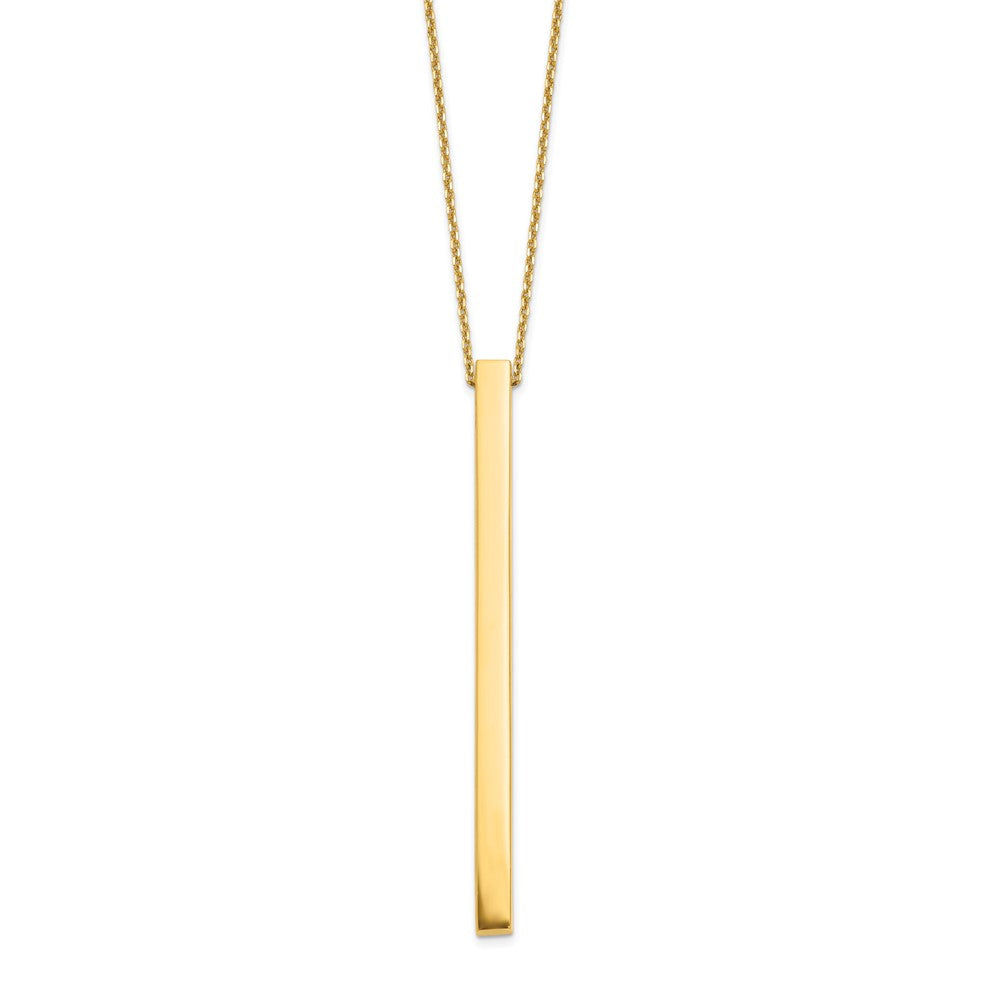 14K Polished Bar 16 inch with 2 inch extender Necklace