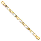 14K Two-tone Polished and Satin 9.5mm Fancy Link 8.5 inch Men's Bracelet