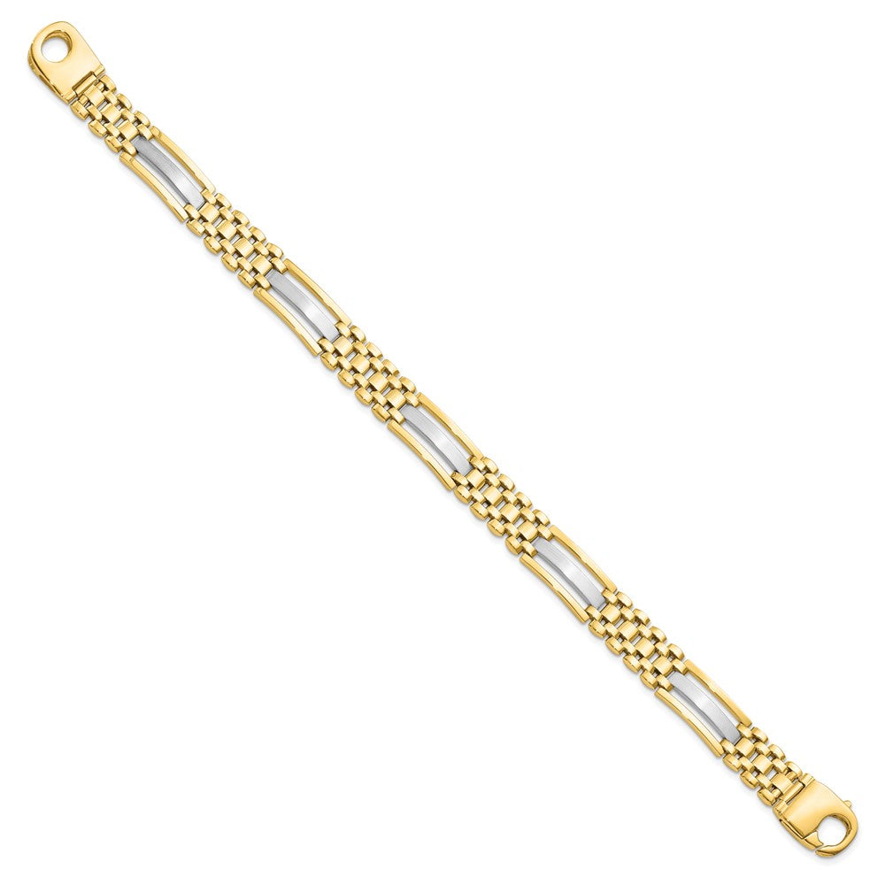 14K Two-tone Polished and Satin 9.5mm Fancy Link 8.5 inch Men's Bracelet