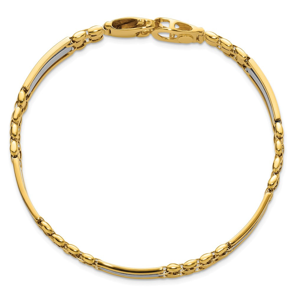 14K Two-tone Polished and Satin 9.5mm Fancy Link 8.5 inch Men's Bracelet