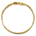 14K Two-tone Polished and Satin 9.5mm Fancy Link 8.5 inch Men's Bracelet