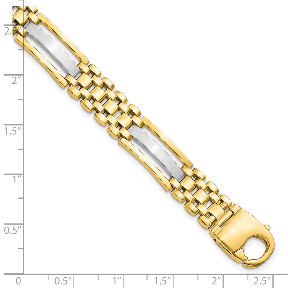 14K Two-tone Polished and Satin 9.5mm Fancy Link 8.5 inch Men's Bracelet