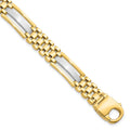 14K Two-tone Polished and Satin 9.5mm Fancy Link 8.5 inch Men's Bracelet