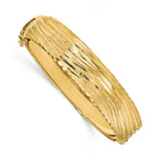 14K Polished and Textured Hinged Bangle