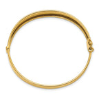 14K Polished and Textured Hinged Bangle