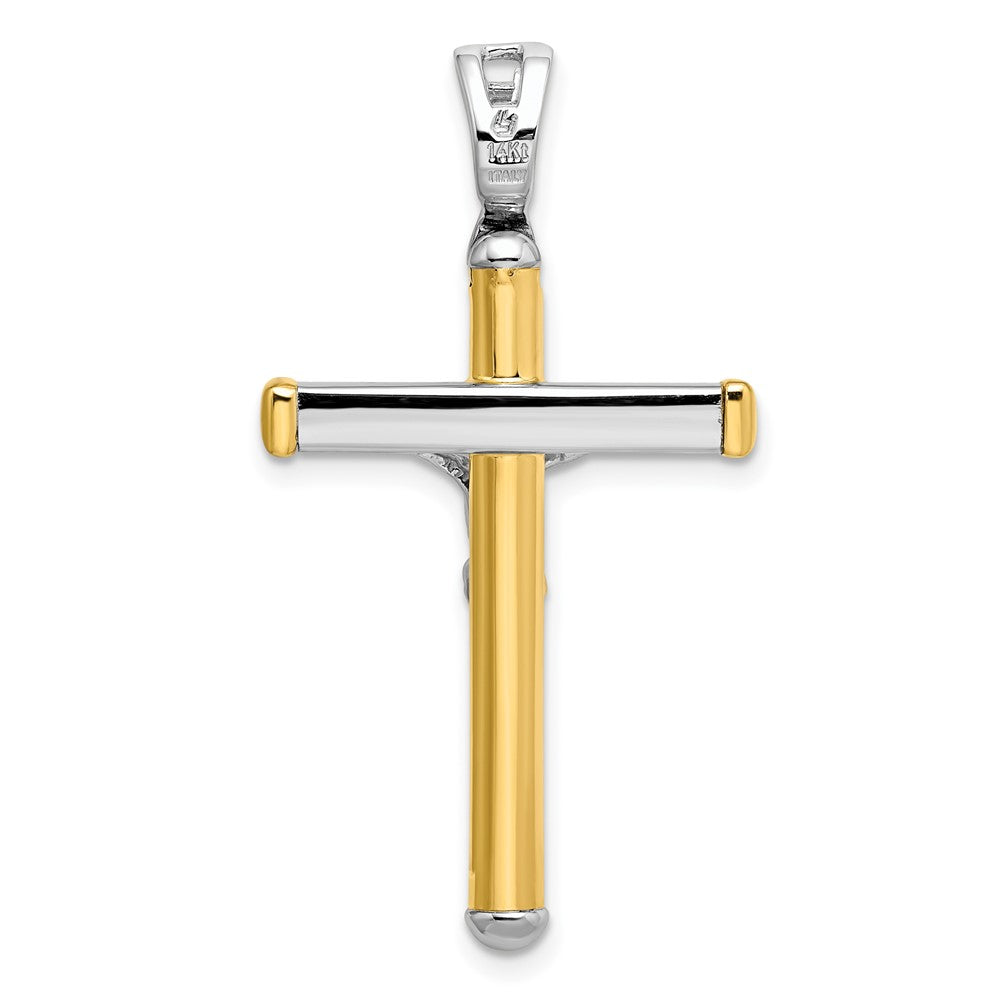 14K Two-tone Polished Crucifix Pendant