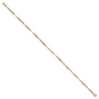 14K Two-tone Polished Fancy 9 inch Plus 1 inch Extender - Total 10 inch Anklet