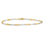 14K Two-tone Polished Fancy 9 inch Plus 1 inch Extender - Total 10 inch Anklet