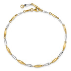 14K Two-tone Polished Fancy 9 inch Plus 1 inch Extender - Total 10 inch Anklet