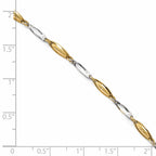 14K Two-tone Polished Fancy 9 inch Plus 1 inch Extender - Total 10 inch Anklet