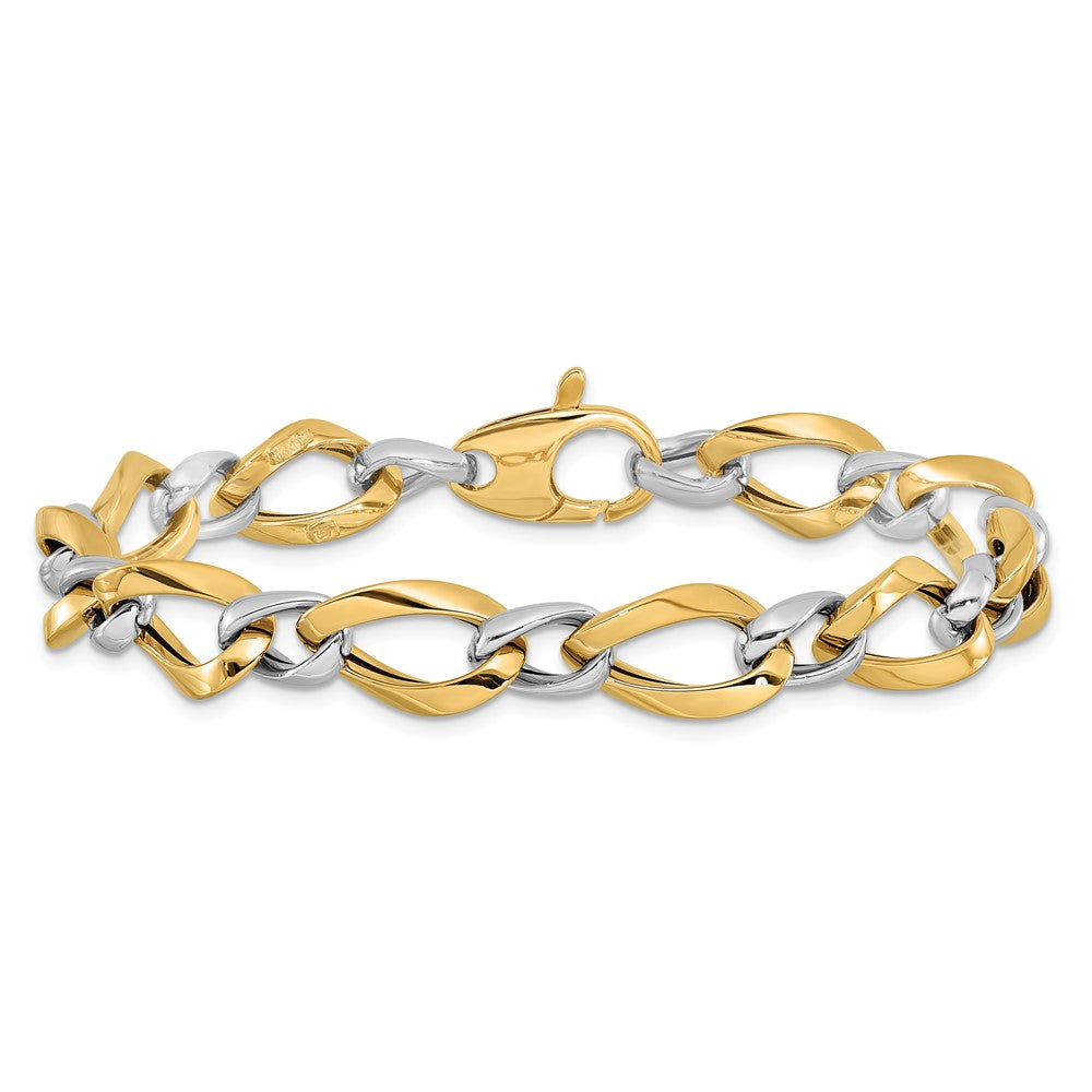 14K Two-tone Polished 9.25mm Fancy Link 7.75 inch Bracelet